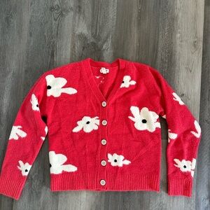 Cat & Jack Red Floral Cardigan